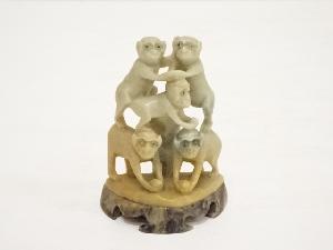 猿彫寿山石置物